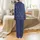 Women's Silky Satin Bridesmaid Pajamas: Navy White Botanical Vine Print Sleep Set Satin Pajamas Set - 3