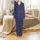 Women's Silky Satin Bridesmaid Pajamas: Navy White Botanical Vine Print Sleep Set Satin Pajamas Set - 2