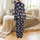 Dog Lovers' Playful Shiba Inu Navy Blue Orange Brown Vector Leaf Pattern Satin Pajamas Set Satin Pajamas Set - 3
