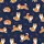 Dog Lovers' Playful Shiba Inu Navy Blue Orange Brown Vector Leaf Pattern Satin Pajamas Set Satin Pajamas Set - 4