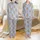 Cozy Dog Lover's Sleep Set: Periwinkle Teddy Dog & Paw Print Pajamas Satin Pajamas Set - 1