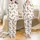 Dog Lovers' Whimsical Golden Retriever Puppies Warm Fur Grey Bones White Scattered Pattern Satin Pajamas Set - 1