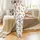 Dog Lovers' Whimsical Golden Retriever Puppies Warm Fur Grey Bones White Scattered Pattern Satin Pajamas Set - 2