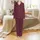 Bride-to-Be Elegant White Script 'Gabriella' Serif 'Bride' Date Monogram Maroon Pattern Satin Pajamas Set - 2