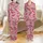Women's Hand-Drawn Fuchsia Pink Feather & Muted Teal Charcoal Organic Flow Pattern Satin Pajamas Set - 1