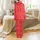 Great Dane Lovers' Stylized White Great Dane Head Profile & Bone All-Over Pattern on Vibrant Red Satin Pajamas Set - 3