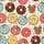 Holiday Enthusiasts' Whimsical Flat Graphic Christmas Donut Pattern: Reindeer, Red, Blue, Yellow Frosted with Sprinkles & Holly Satin Pajamas Set - 4