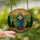 Spiritual Pet Parents' Tiffany Stained Glass Jesus Pug Dog Golden Halo Wildflowers Evergreen Hills Mosaic Stained Glass Suncatcher - gut5A4IsJ1