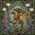 Fantasy Art Lovers' Majestic Stained Glass Dragon Forest Jewel Tones Golden Amber Violet Design Stained Glass Suncatcher - 7
