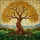 Nature Lovers' Radiant Stained Glass Tree of Life Golden Amber Green Blue Mosaic Art Stained Glass Suncatcher - 7