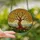 Nature Lovers' Radiant Stained Glass Tree of Life Golden Amber Green Blue Mosaic Art Stained Glass Suncatcher - 2