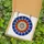 Art Lovers' Glowing Stained Glass Mandala Intricate Radiating Floral Mosaic Red Orange Blue White Stained Glass Suncatcher - 5