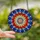 Art Lovers' Glowing Stained Glass Mandala Intricate Radiating Floral Mosaic Red Orange Blue White Stained Glass Suncatcher - 2