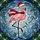 Holiday Enthusiasts' Stained Glass Flamingo Santa Hat Scarf Tiffany Style Swirling Snow Pink Red White Black Jewel Tones Stained Glass Suncatcher - 7