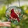 Nature Art Lovers' Tiffany Stained Glass Cardinal Bird Mosaic Deep Red Berries Jewel Tone Ethereal Sky Stained Glass Suncatcher - 2lEXziDpfs