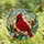 Nature Art Lovers' Tiffany Stained Glass Cardinal Bird Mosaic Deep Red Berries Jewel Tone Ethereal Sky Stained Glass Suncatcher - bgz0TSaMeL