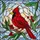 Nature Art Lovers' Tiffany Stained Glass Cardinal Bird Mosaic Deep Red Berries Jewel Tone Ethereal Sky Stained Glass Suncatcher - 7