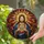 Devotional Art Lover Tiffany Stained Glass Jesus Christ Sacred Heart Autumn Golden Ruby Mosaic Stained Glass Suncatcher - gNg2AaMmcy