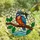 Nature Lovers' Tiffany Stained Glass Kingfisher, Electric Blue & Red-Orange, Emerald Leaves & Aqua Water Mosaic Stained Glass Suncatcher - 4