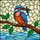 Nature Lovers' Tiffany Stained Glass Kingfisher, Electric Blue & Red-Orange, Emerald Leaves & Aqua Water Mosaic Stained Glass Suncatcher - 7