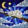 Cat Lovers' Tiffany-Style Sleeping White Cat, Indigo Night Sky, Yellow Moon & Stars Stained Glass Mosaic Stained Glass Suncatcher - 7