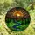 Nature Lovers' Vibrant Stained Glass Mountain Sun, Emerald Green Field, Blue River & Deep Orange Sky Stained Glass Suncatcher - 4