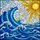 Ocean Enthusiasts' Vibrant Tiffany Stained Glass Crashing Wave Golden Sun Jewel Tone Mosaic Pattern Stained Glass Suncatcher - 7