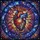 Art Lovers' Stained Glass Cosmic Heart Nebula Stars Galaxy Mosaic Jewel Tone Blue Red Gold Violet Stained Glass Suncatcher - 5