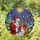 Holiday Lover's Stained Glass Santa Reindeer Forest Blue Starry Night Jewel Tones Stained Glass Suncatcher - 1