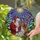 Holiday Lover's Stained Glass Santa Reindeer Forest Blue Starry Night Jewel Tones Stained Glass Suncatcher - 2