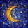 Celestial Dreamers' Tiffany Style Stained Glass Crescent Moon Night Sky Art with Golden Yellow Stars & Blue Purple Clouds Stained Glass Suncatcher - 5