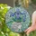 Art Lovers' 8K Tiffany Stained Glass Vibrant Blue Iris Flowers Abstract Face Vase Emerald Green Swirls Stained Glass Suncatcher - oyg2aKkMg3
