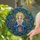 Devotional Art Lovers' Tiffany Stained Glass Virgin Mary Gold Rosary Vibrant Blue Rose-Pink Mosaic Stained Glass Suncatcher - 2