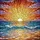 Nature Lovers' Vibrant Tiffany Stained Glass Sunrise Ocean Waves & Sandy Beach Jewel Tones Stained Glass Suncatcher - 5