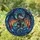 Fantasy Art Lovers' Majestic Dark Gray Dragon Stained Glass Cosmic Nebula Galaxy Art Jewel Tones Deep Blue Orange Stained Glass Suncatcher - 1