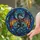 Fantasy Art Lovers' Majestic Dark Gray Dragon Stained Glass Cosmic Nebula Galaxy Art Jewel Tones Deep Blue Orange Stained Glass Suncatcher - 2