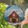 Holiday Lovers' Tiffany Style Stained Glass Gingerbread House Ruby Red Pearl White Golden Yellow Winter Night Mosaic Stained Glass Suncatcher - 2