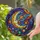 Celestial Art Lovers' Tiffany Stained Glass Crescent Moon Planets Nebula Golden Orange Blue Purple Emerald Pattern Stained Glass Suncatcher - 2