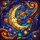 Celestial Art Lovers' Tiffany Stained Glass Crescent Moon Planets Nebula Golden Orange Blue Purple Emerald Pattern Stained Glass Suncatcher - 5