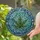 Stained Glass Art Fans' Emerald Teal Aqua Indigo Jewel Tone Moon Leaf Mosaic Stained Glass Suncatcher - ymEx5vhgcg