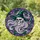 Fantasy Art Lovers Tiffany Style Stained Glass Skeleton Skull Witch Hat Emerald Amethyst Black Edge-to-Edge Pattern Stained Glass Suncatcher - 1