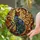 Cat Lovers' Elegant Tiffany Stained Glass Cat Sapphire Blue Floral Golden Amber Mosaic Stained Glass Suncatcher - 2