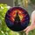 Fantasy Art Enthusiasts' Dramatic Gothic Castle Stained Glass Fiery Moon Bats Design Stained Glass Suncatcher - 2