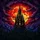 Fantasy Art Enthusiasts' Dramatic Gothic Castle Stained Glass Fiery Moon Bats Design Stained Glass Suncatcher - 5