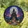 Gothic Fantasy Aficionados' Intricate Tiffany Style Stained Glass Gothic Castle Jack-O'-Lantern Mosaic with Indigo & Fiery Orange Hues Stained Glass Suncatcher - 1