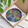 Cat Lovers' Whimsical Stained Glass Blue Cat UFO Rainbow Sparkle Mosaic Stained Glass Suncatcher - 3