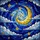 Celestial Art Lovers' Luminous Jewel Tone Stained Glass Spiraling Moon Stars Mosaic Stained Glass Suncatcher - 5