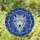Wildlife Admirers' Tiffany Style White Wolf Sapphire Blue Golden Yellow Jewel Tone Mosaic Stained Glass Suncatcher - DGp_X2-5yc