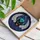 Halloween Lovers' Tiffany Stained Glass Angry Bat Teal Iridescent Wings Deep Blue Purple Celestial Mosaic Stained Glass Suncatcher - -cx5prslcv