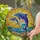 Ocean Lovers' Detailed Tiffany Stained Glass Leaping Dolphin Wave Mosaic Art, Azure Blue Violet Amber Hues Stained Glass Suncatcher - Rp8YYxr2kv